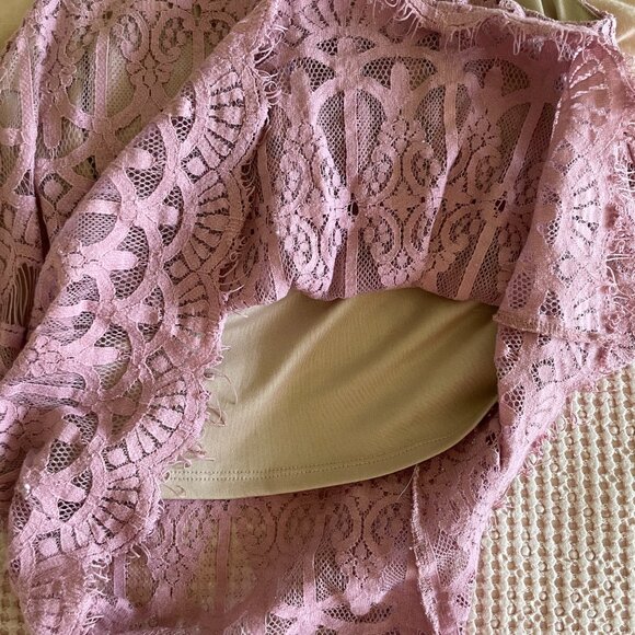 Love, Fire Mock Neck Mauve Lace Tank Top Womens/Juniors Size S - Picture 7 of 11